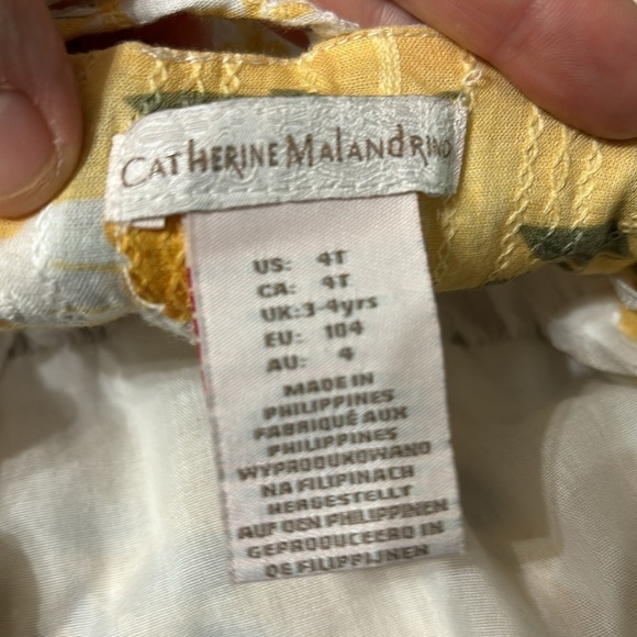 EUC CATHERINE MALANDRINO 4T YELLOW WHITE FLORAL TIERED RUFFLE SUNDRESS - Picture 8 of 12